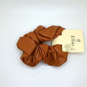 BROWN leather scrunchie fancy hair tie